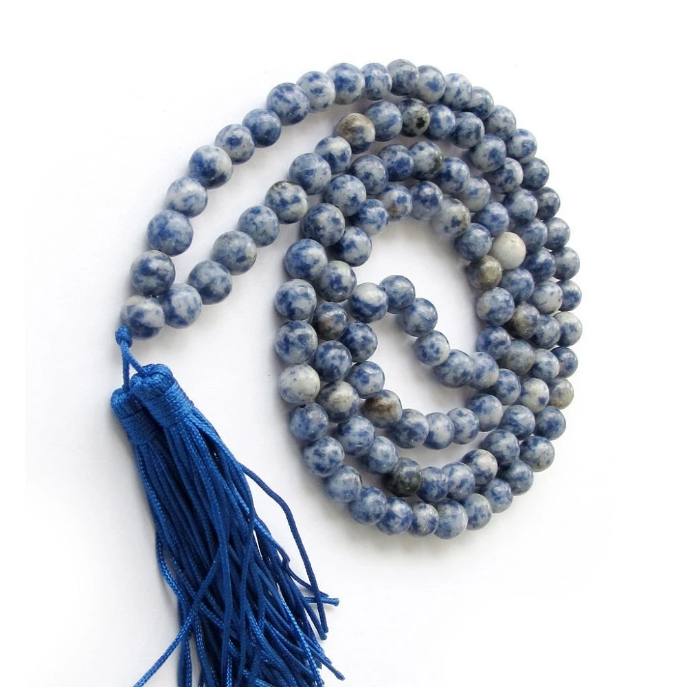 Браслет из натурального камня в синюю полоску 8 мм 108 Mala Beads браслет или ожерелье