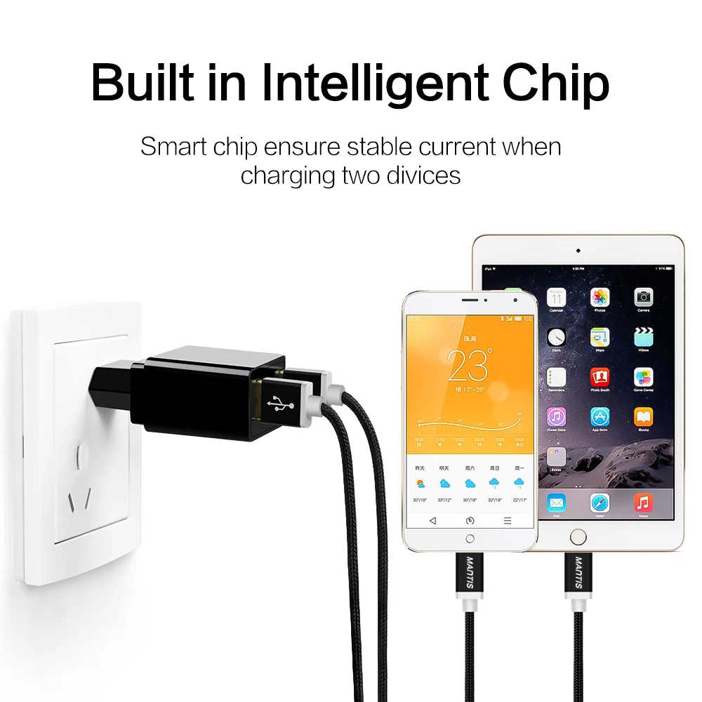 MANTIS 2 USB зарядное устройство светодиодный дисплей настенное адаптер для iPhone 6 7 X