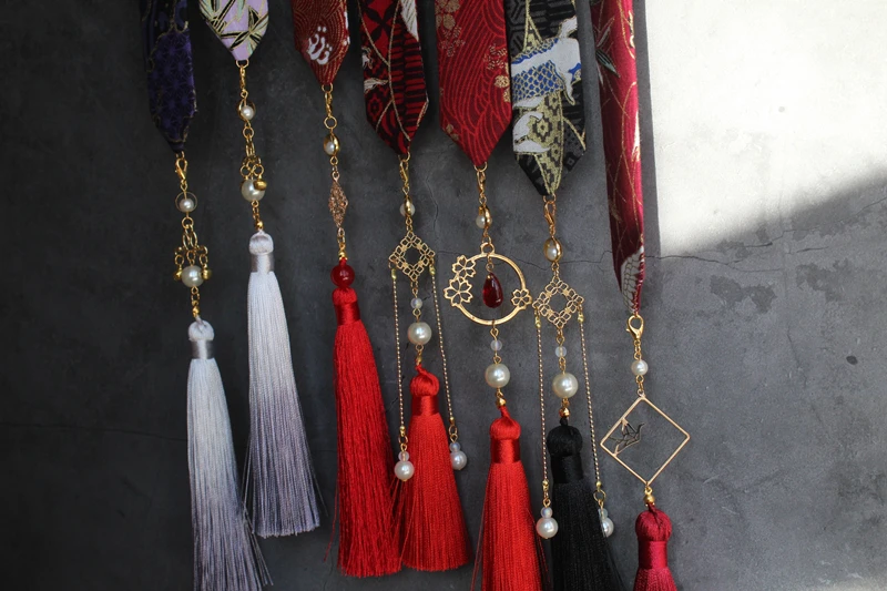 Наденьте на лоб ленту для волос hanfu tassel горячее тиснение парча Карп съемная бахрома кран шины аксессуары для волос