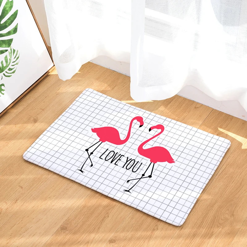 Nordic INS style printed door mat Flamingo cartoon carpet plant bedroom bed covered with blanket | Дом и сад