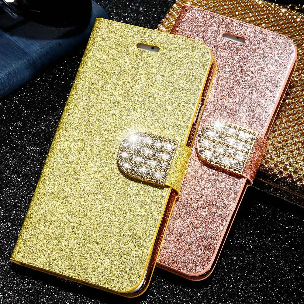 Floveme Кожаные чехлы для iPhone 6 6S 7 8 Plus 10 X Back Cover Glitter Diamond Wallet Phone Case 5 5S SE Стенд Shell чехол