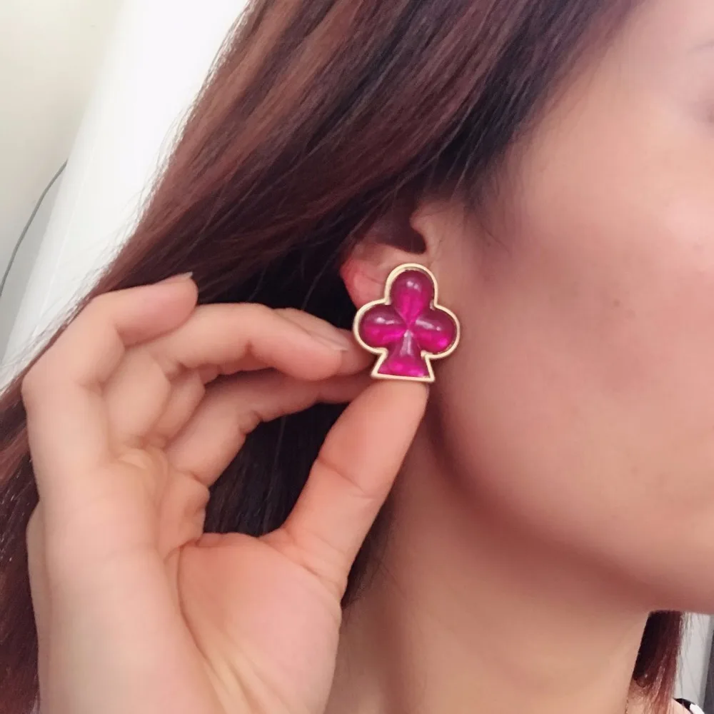

New Sweet Flower Opal Clip Earrings Elegant Brincos Jewelry For Women