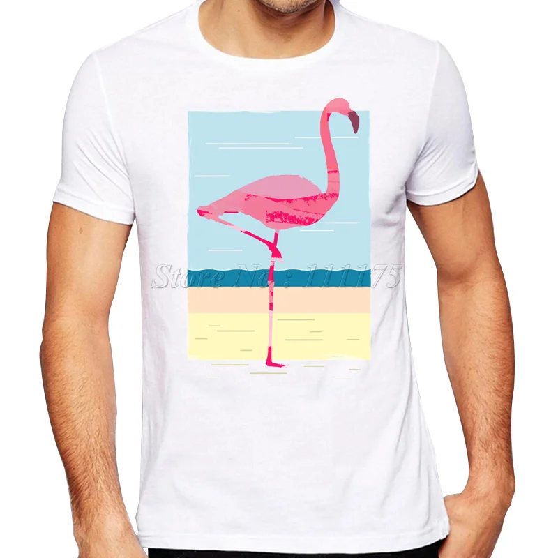 Мужская футболка с принтом в виде фламинго красивые летние хипстерские футболки