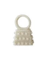 pearl stereo flower bag irregular trapezoidal handbag female hand woven bag