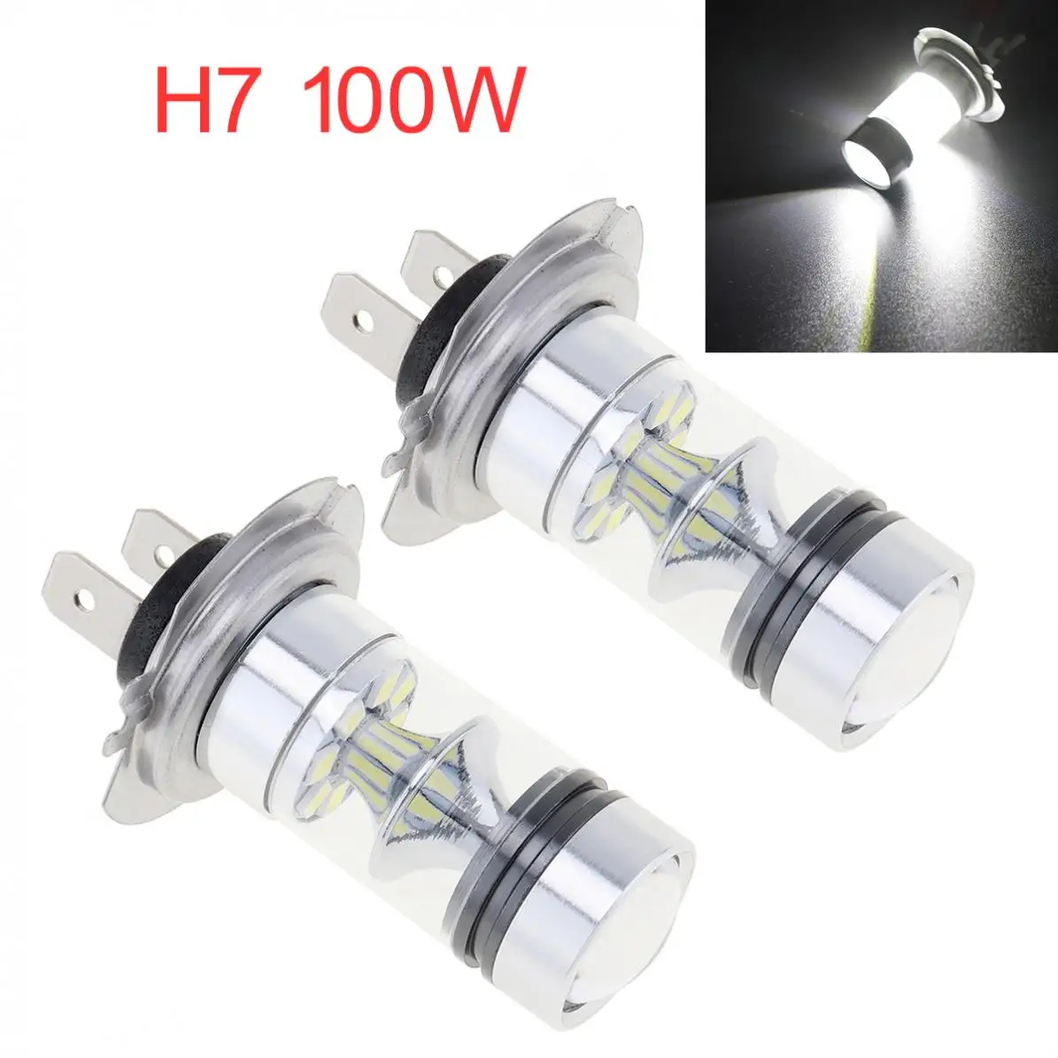 2 шт. H7 100W Светодиодный 20-SMD проектор Противотуманные фары дневные фары хвост для вождения автомобиля Универсальный 12V авто фары лампы