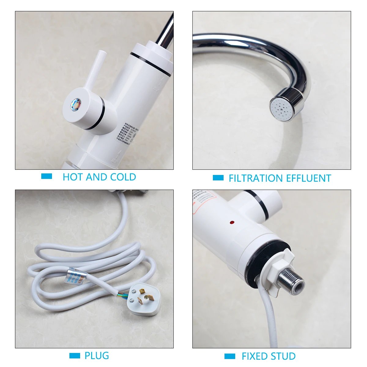 

JIENI Instant Tankless Electric Hot Water Heater Faucet Rotated Kitchen Instant Heating Tap Swivel Water Heater Basin Mixer Tap