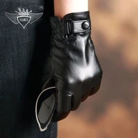 klss brand genuine leather men gloves high quality goatskin gloves winter plus velvet fashion trend sheepskin driving gloves j62