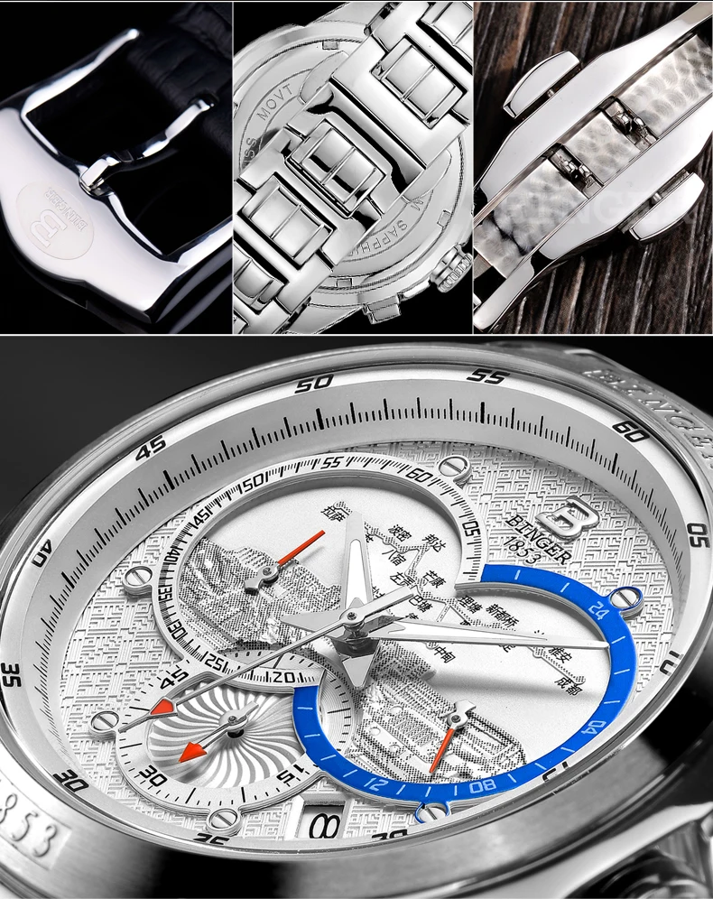 New Listing! BINGER Watches 2016 Quartz Men Sport Chronograph Watch Dive Wristwatc Luminous Fashion Male Table B 6013M|table watch camera|tables and