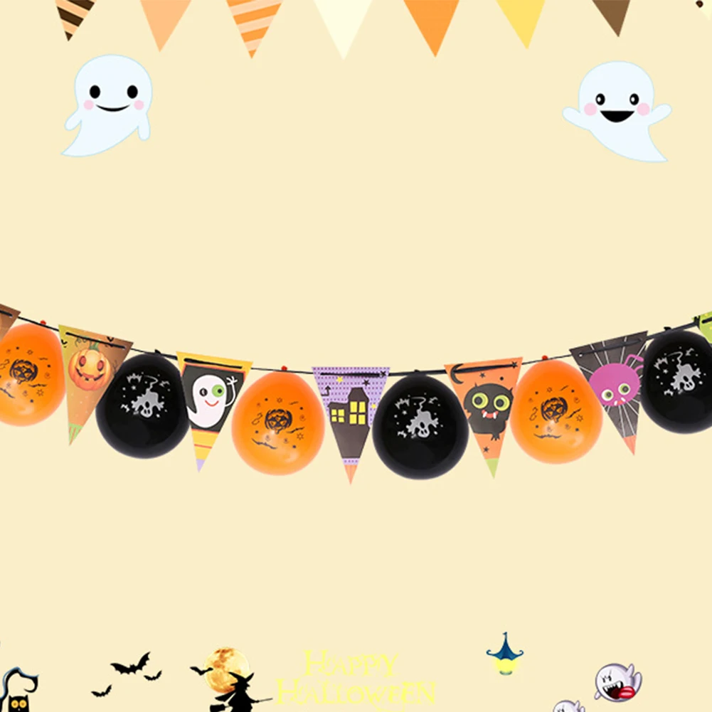 1Set Creative Halloween Party Banner Funny Hallow Bunting Multi Usage Saint Hanging Prop (Triangle Style Triangle | Дом и сад