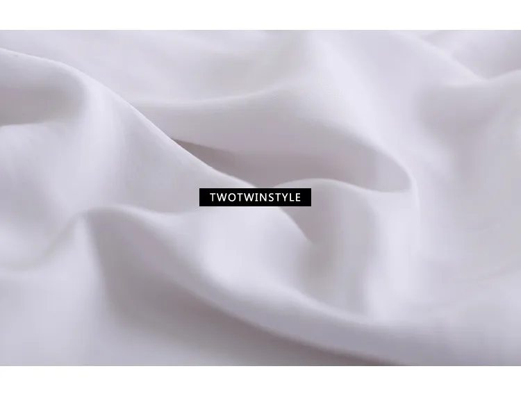 TWOTWINSTYLE Повседневное миди летнее платье Для женщин рубашка платья Женский Топ Блузка с длинными рукавами белого и черного цвета новинки в Корейском стиле больших размеров