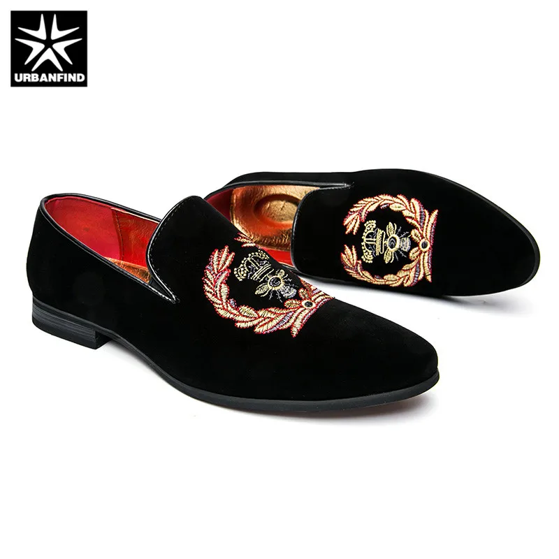 URBANFIND/модные мужские лоферы с вышивкой замшевая обувь размеры 38-45 повседневные