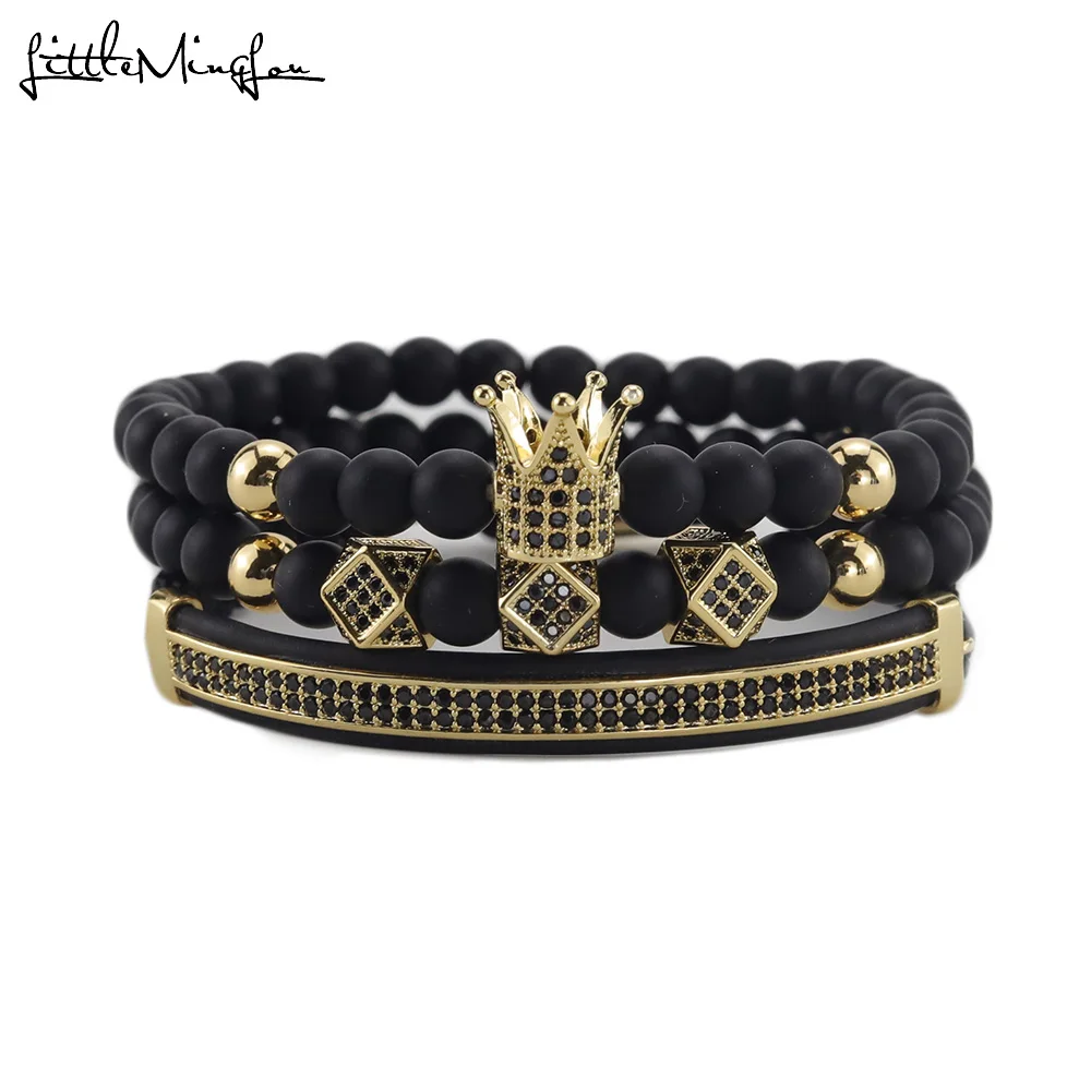 Роскошные мужские многоугольные браслеты ручной работы с искусственным