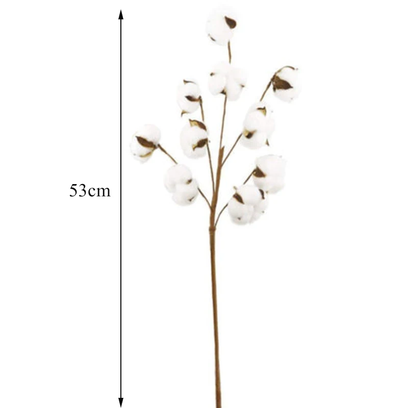1х белый натуральный сушеный хлопковый цветок с стволом DIY декоративная свадьба