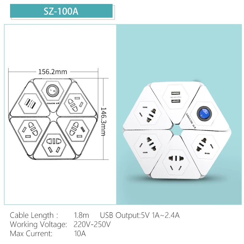 SAMZHE power Strip розетка переносная лента переходник с 3 usb-портом многофункциональная умная Домашняя электроника