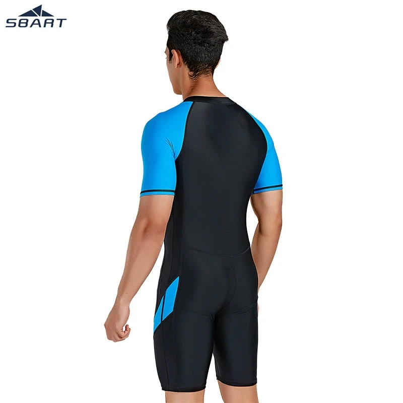 

SBART Men Sunscreen Wetsuit Diving suit Beach Body suit Jellyfish Protect High Elastic Zipper Swimsuit One Piece Rash Guard