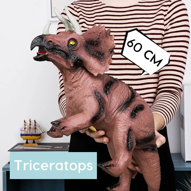 Triceratops S500-11 68см модель динозавра большой размер Акула пластиковые куклы тираннозавр рекс Велоцираптор Юрский Мир парк динозавр - Цвет: Triceratops S500-11