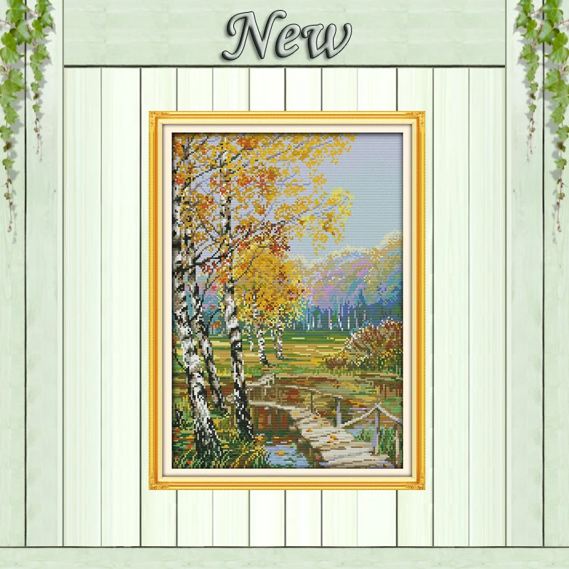 

Autumnal scenery countryside painting counted print on canvas DMC 14CT 11CT Chinese Cross Stitch Needlework Sets Embroidery kits