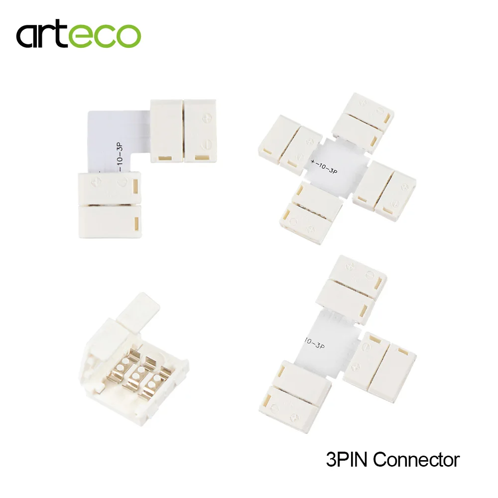 WS2812 3pin 10 мм ширина Угловой соединитель форма безsolderless для ws2811 ws2812b Светодиодная