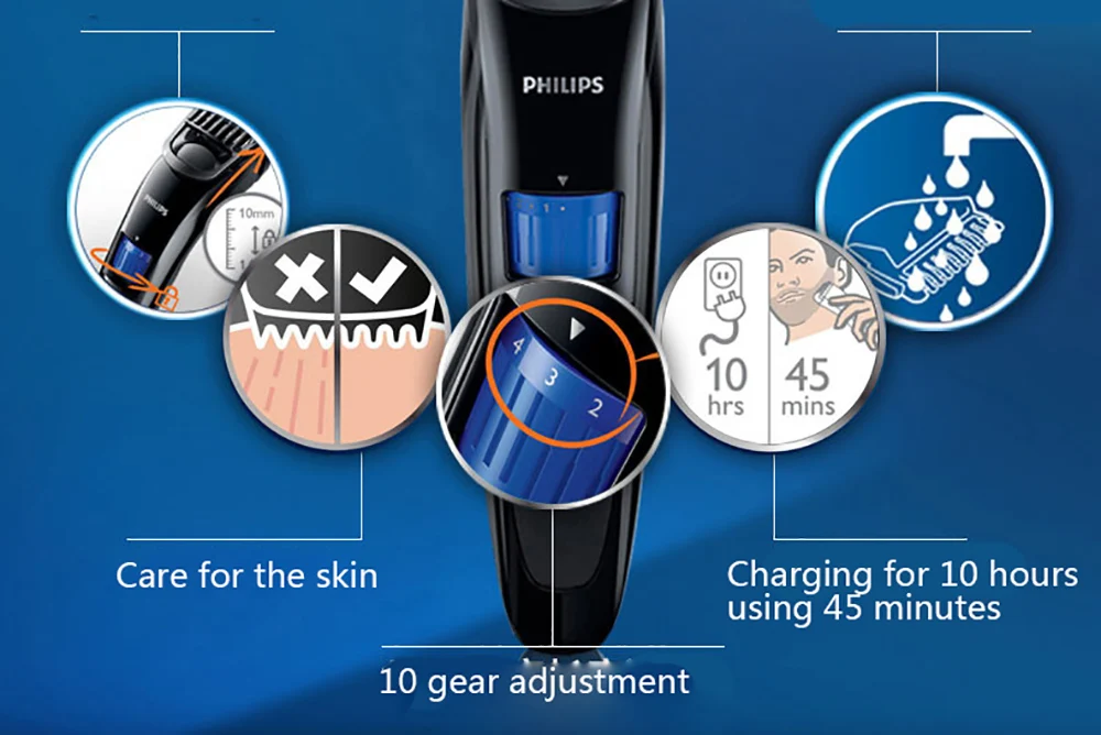 Оригинальная Электробритва Philips QT4000 с набором длины 1-10 мм, регулируемый триммер, бритва, триммер, электрическая бритва
