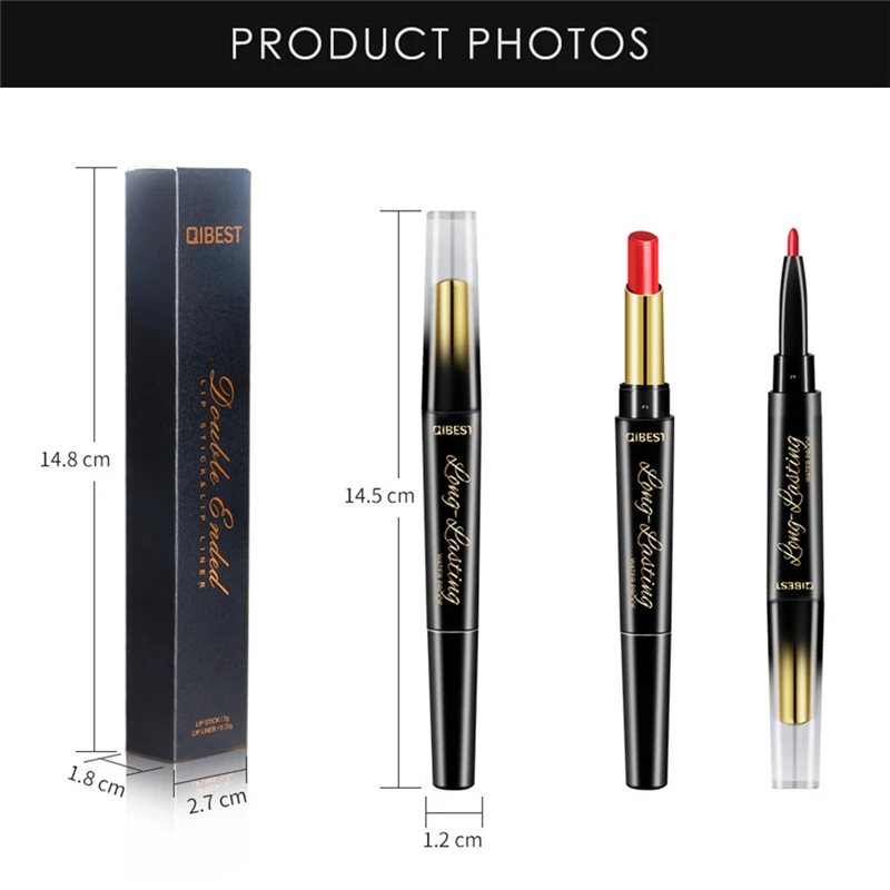 Двухсторонняя матовая губная помада 2 в 1 водостойкая стойкая 15 цветов карандаш