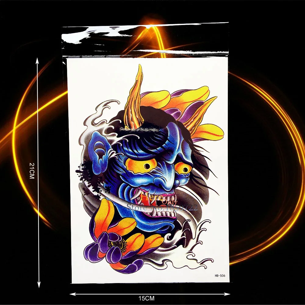 1 шт. Новый Водонепроницаемый поддельные татуировки рукава Синий Зло демон