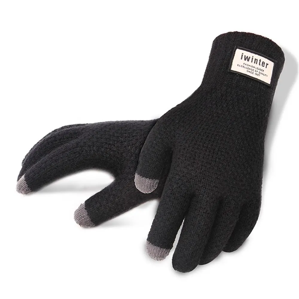 black touch gloves Новинка, беспроводная Bluetooth гарнитура, шапка, вязаная, Bluetooth 5,0, шапка, наушники, теплые зимние шапки, музыкальные наушники, лучший рождественский подарок - Цвет: black touch gloves