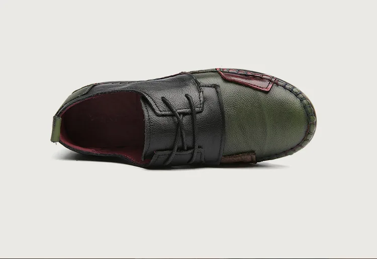 Туфли женские ручной работы из натуральной кожи на плоской подошве со