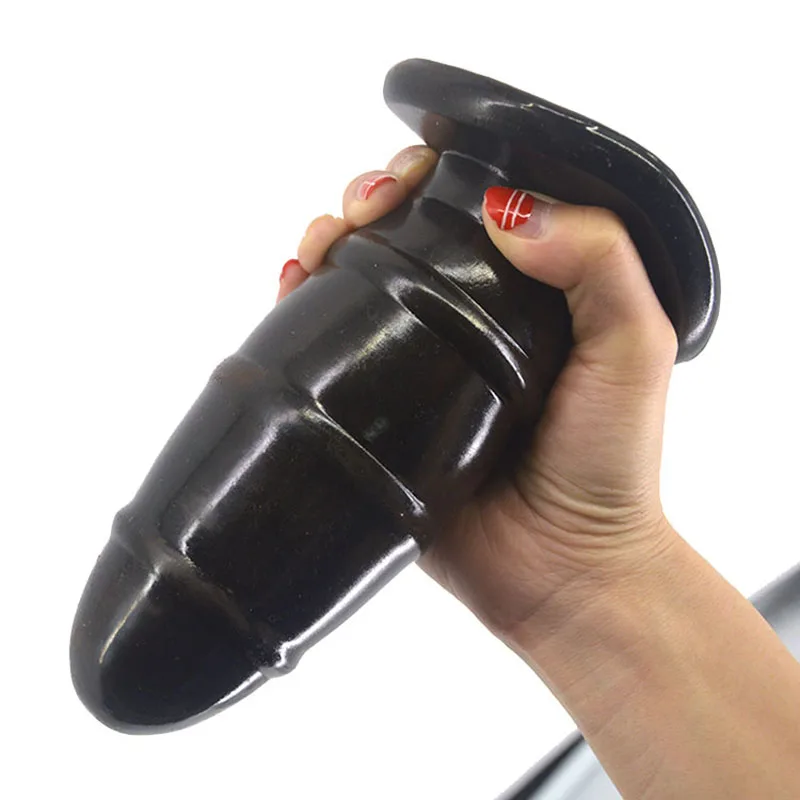 Телесный/черный большая Анальная затычка с стакан на присоске dilador анальный