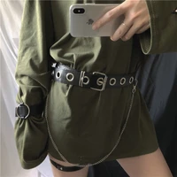 newest design detachable waist belt chain punk hip hop trendy women belts lady fashion silver pin buckle leather waistband jeans