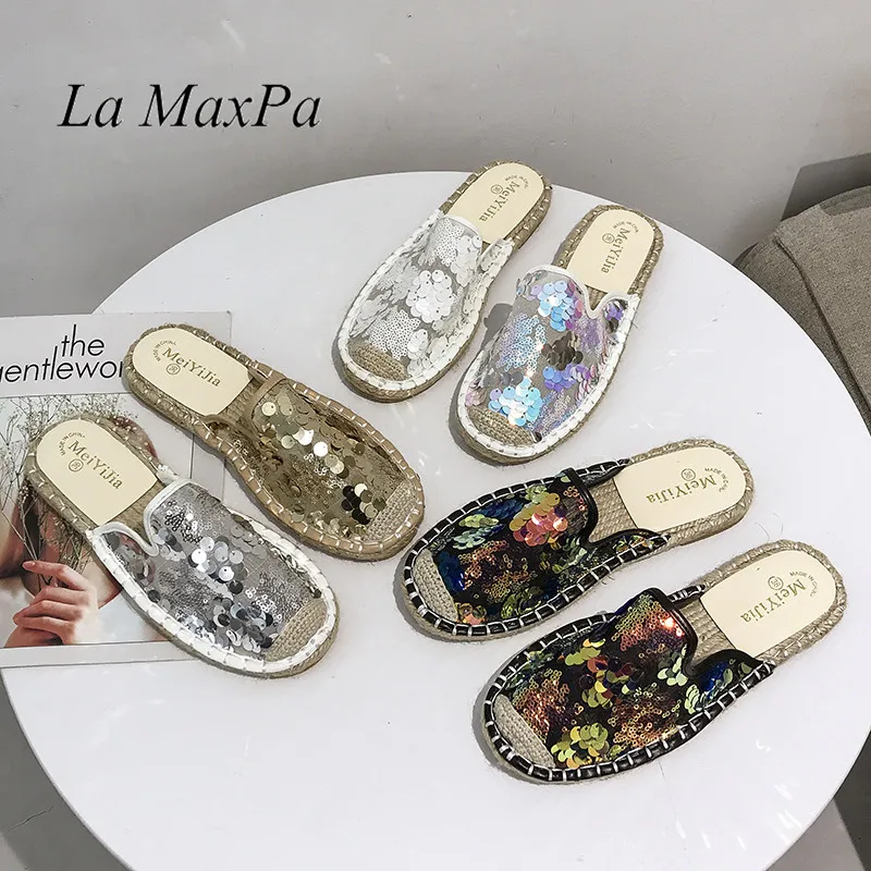 Мюли женские на плоской подошве повседневные сандалии с квадратным носком