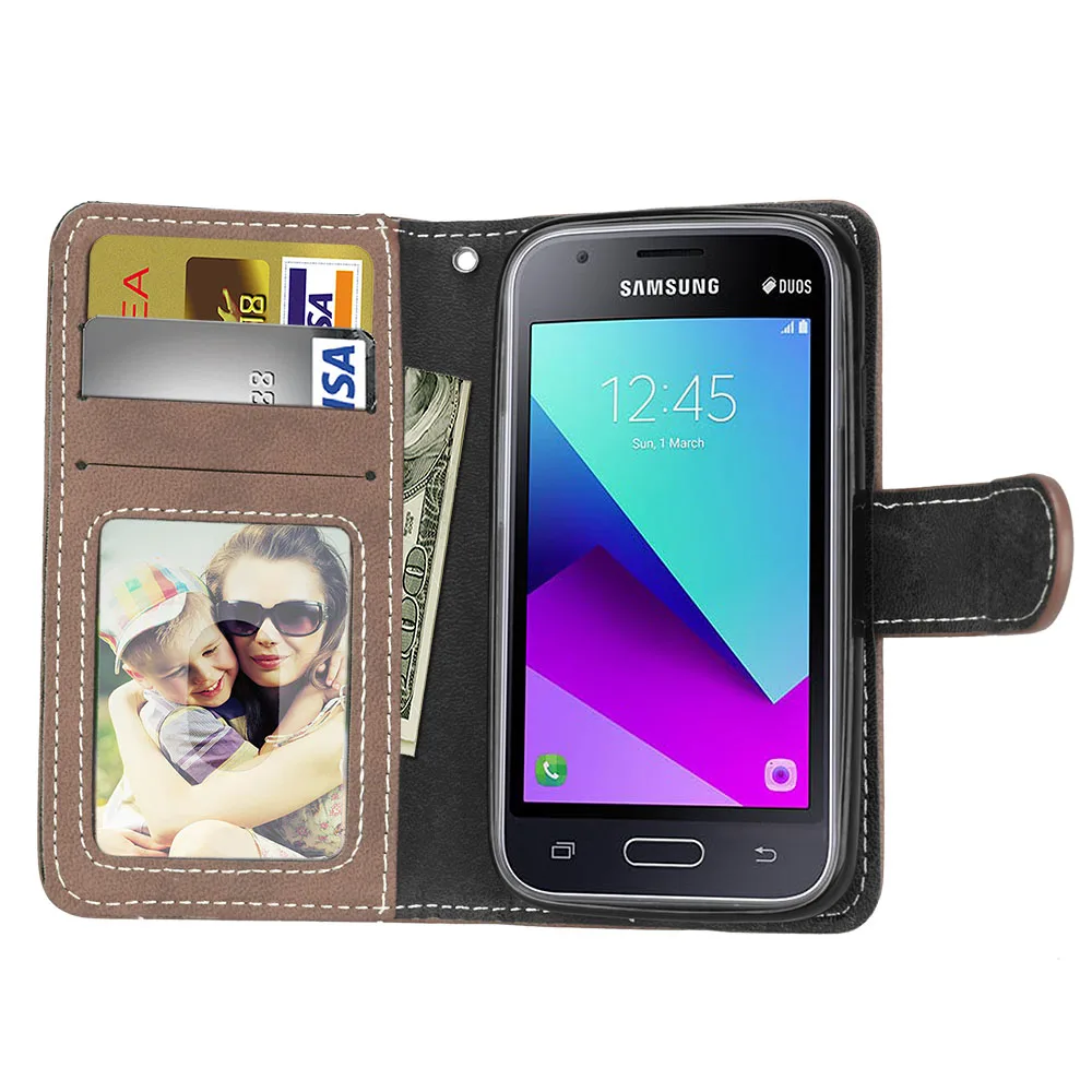 Матовая Роскошный кожаный чехол для samsung Galaxy J1 мини премьер-Ретро флип премьер j106F