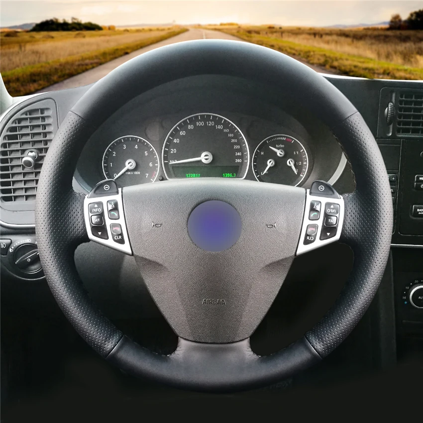 MEWANT черный кожаный чехол для Saab 9 3 2008|car steering wheel cover|steering coverwheel cover |