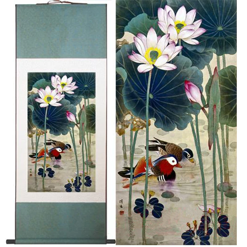 100% Высокое качество китайская художественная живопись цветок лотоса/утка
