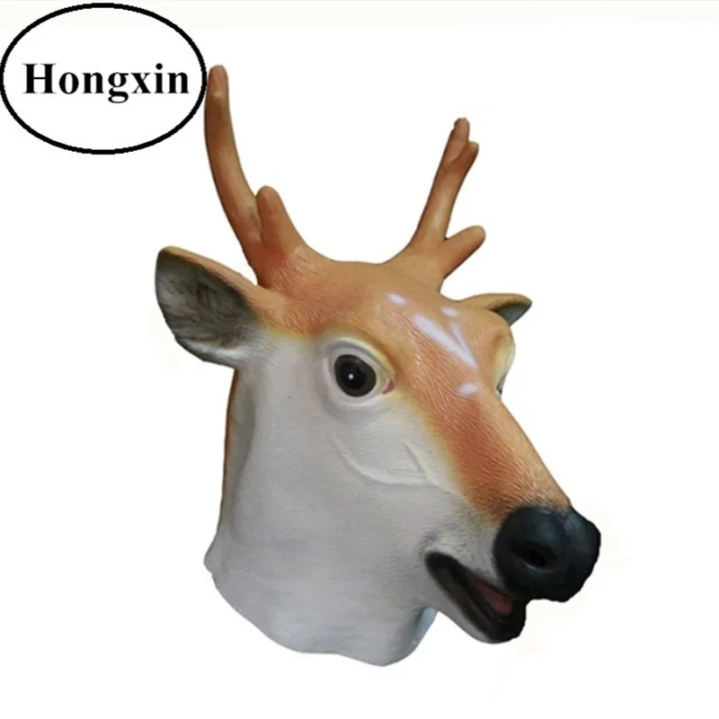 

Funny Full Latex deer head Mask For Masquerade Animal Party Halloween Cosplay