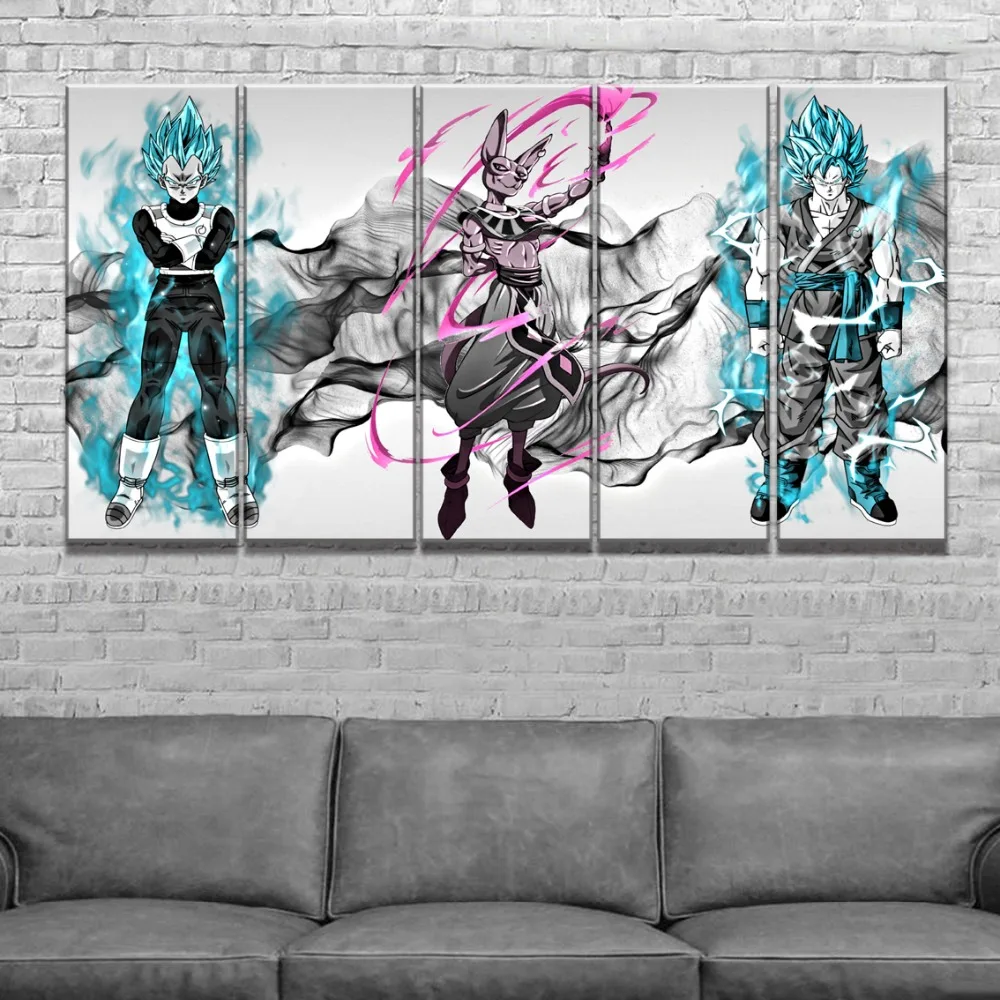 5 шт. холст Книги по искусству Dragon Ball Супер плакат Куадрос Decoracion Картины на холсте стены Книги по искусству для украшения дома Настенный декор