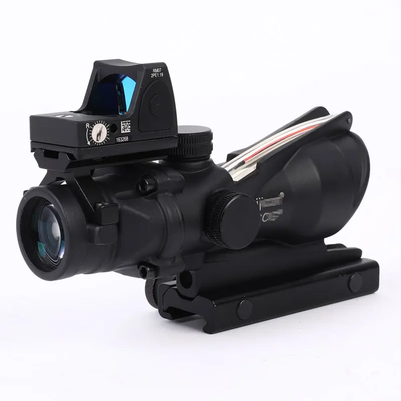 Тактический Acog 4x32 оптический оптоволоконный прицел подсвеченный красным