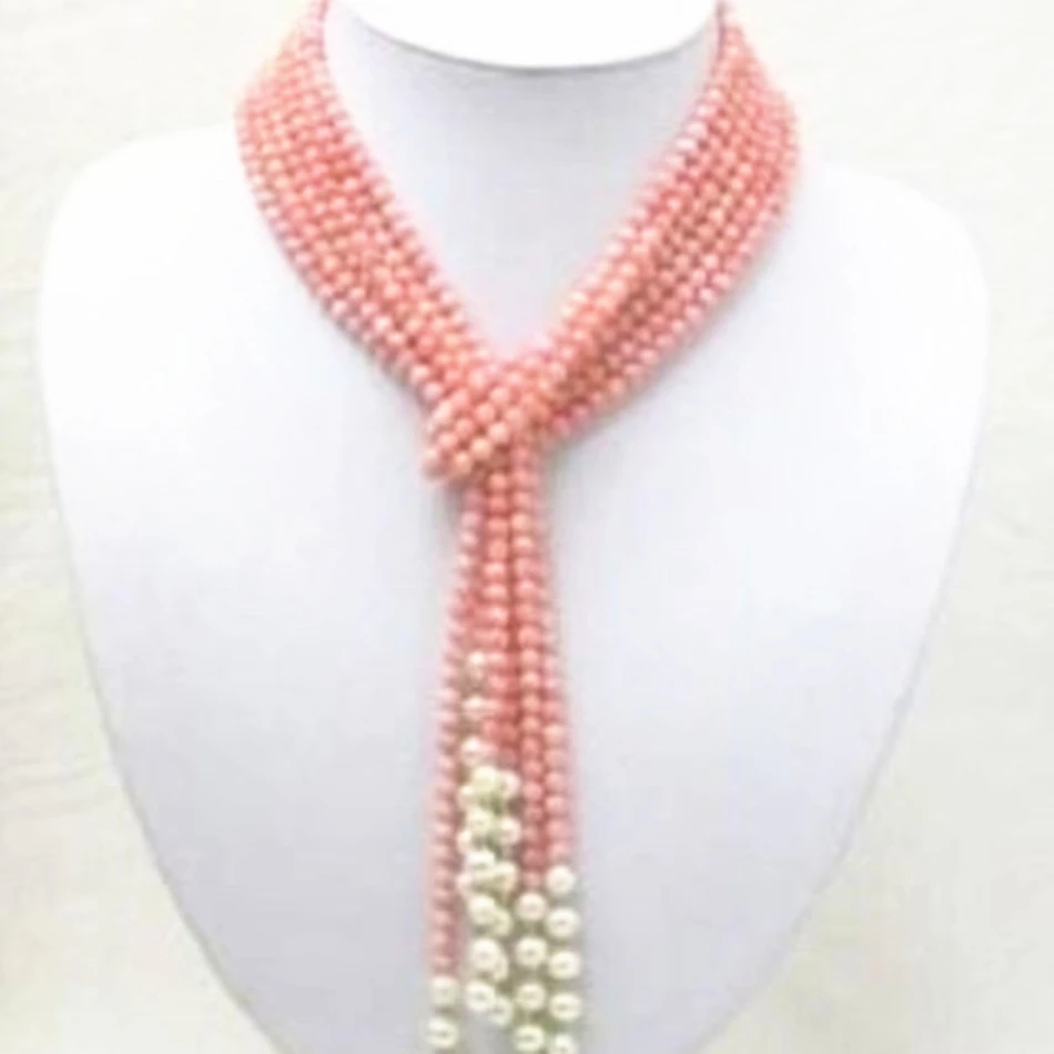 5 мм розовый искусственный Коралл пресной воды белый жемчуг круглый бисер Шарф