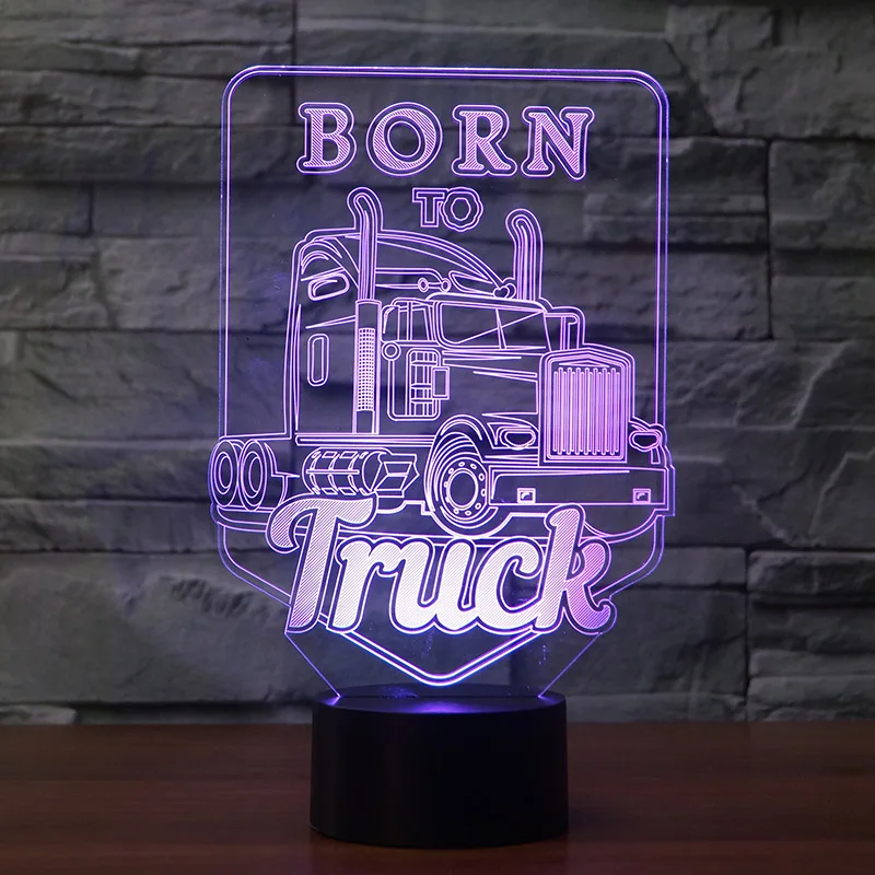 Born to Truck 3D светодиодный ночник акриловый цветной светильник с голограммой