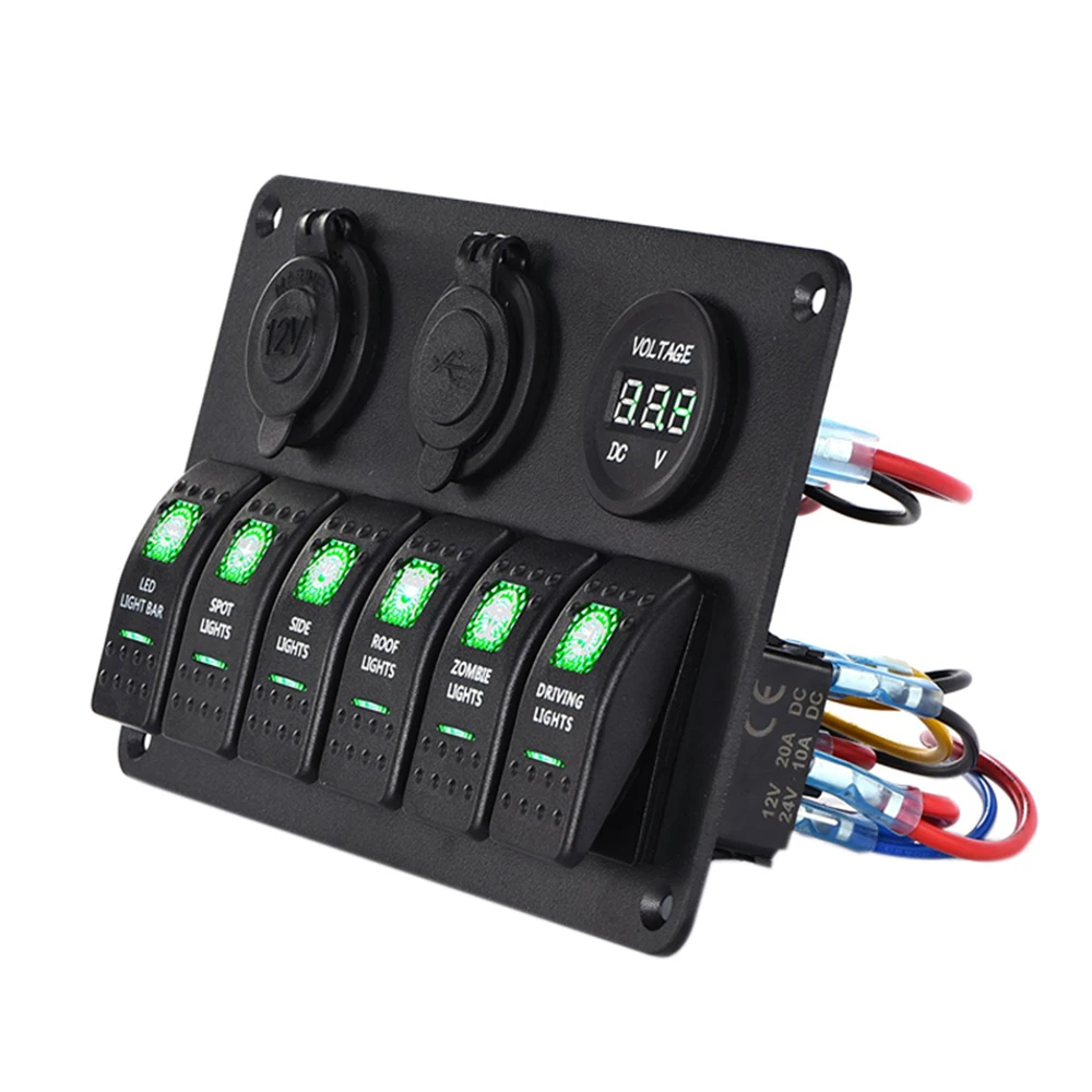Двойной usb Зарядка 6 перекидной переключатель панель управления 12 V ~ 24V