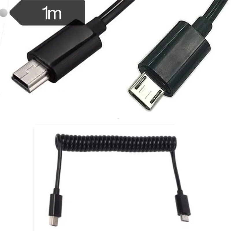 Спиральная микро usb B 5Pin M к Мини USB адаптер кабель 1 м 3 фута|Компьютерные кабели и