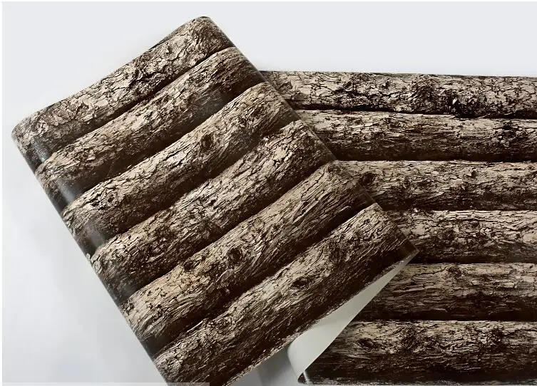 

Обои с имитацией дерева 3D ретро ностальгия твердой древесины бревна имитация деревянного узора китайский ресторан обои