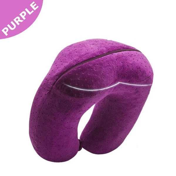 Purple PurenLatex дорожная u-образная подушка пены памяти защита шеи шейный позвоночник ортопедические подушки офисный самолет поезд для сна - Цвет: Purple