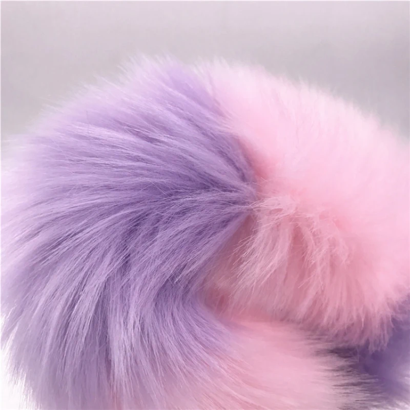 Анальная пробка 3 размера лисий хвост розовый верх плюшевый металлическая