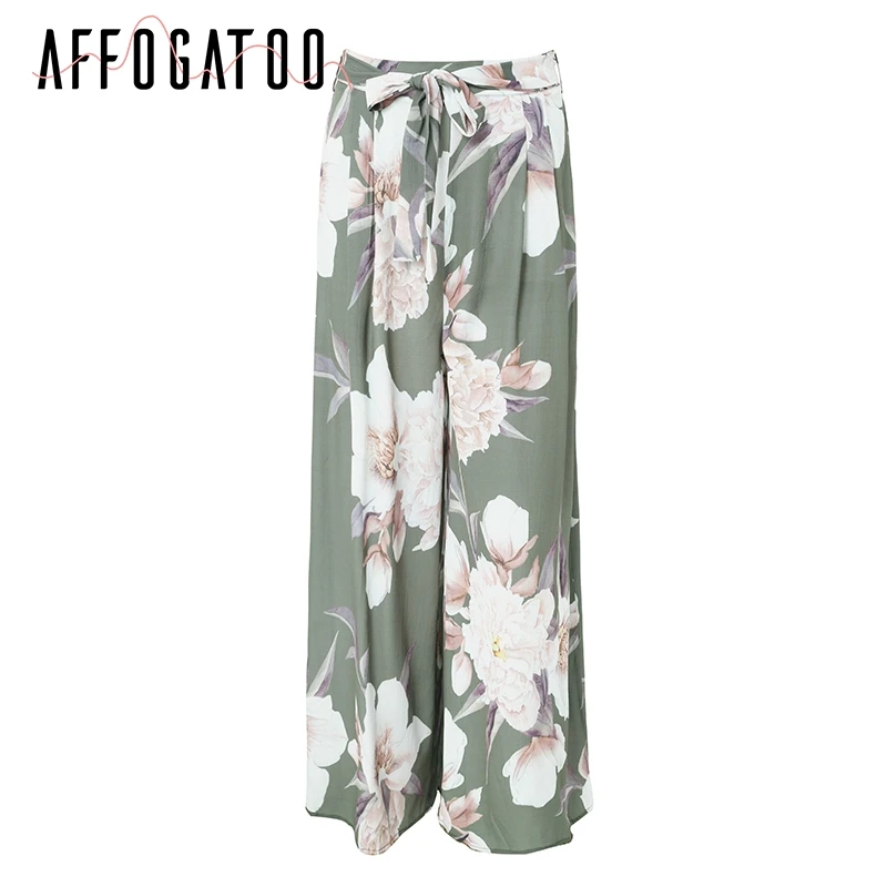 Брюки Affogatoo женские с цветочным принтом свободные повседневные эластичные штаны