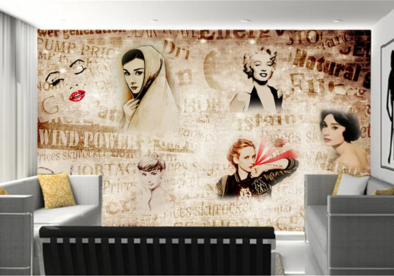 The latest 3D murals English letter Monroe background wall picture living room TV sofa bedroom paper | Обустройство дома