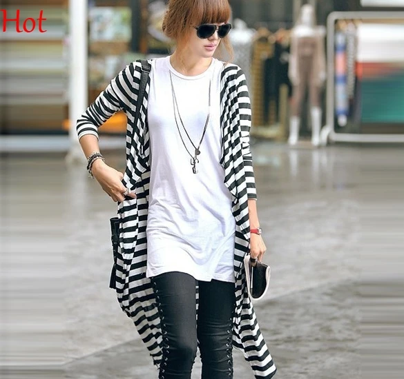 Новые модные женские футболки с длинным рукавом полосатые хлопковые Осенние