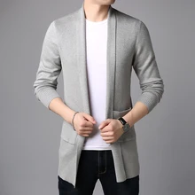 2022 New Fashion Brand Sweater For Mens Cardigan Long Slim Fit Jumpers Knitred Overcoat Autumn Korean Style Casual Men Clothes