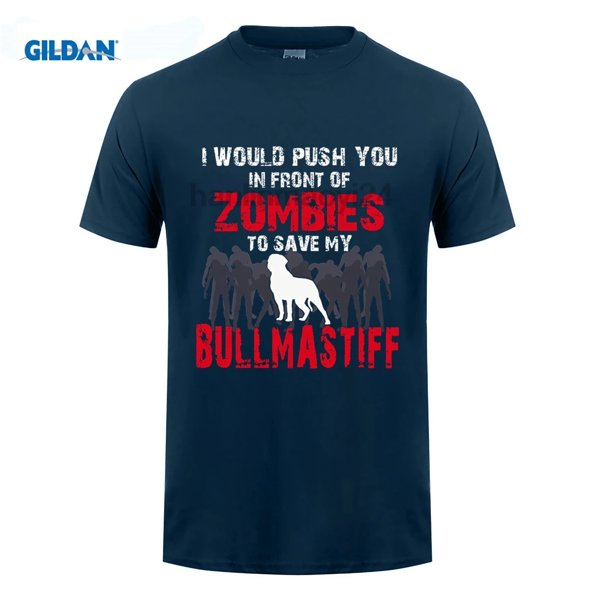 GILDAN передняя часть зомби Bullmastiff забавная Милая футболка для влюбленных