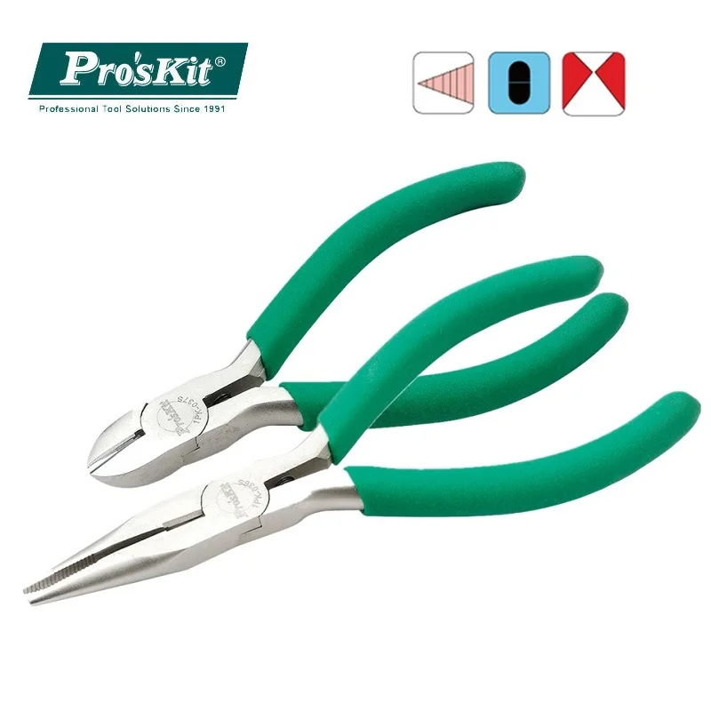 Плоскогубцы ProsKit 1PK-036S с длинным носом и иглами для зубов Нескользящие