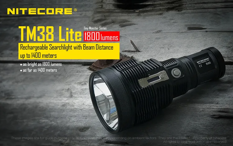 NITECORE TM38 Lite rechargeable flashlight CREE XHP35 HI D4 max 1800 lumen outdoor searchlight beam throw 1400 meter torch